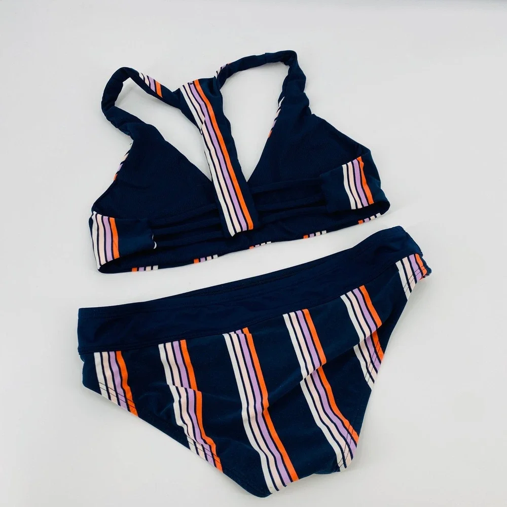 Carve Designs Bikini Swimsuit Women S Navy Striped Racerback Two Piece